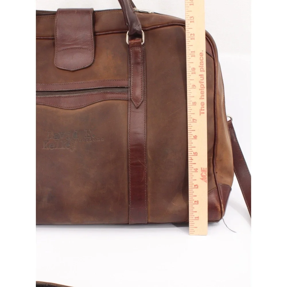 Roots Brown Leather Duffle Bag David E Kelley Productions Weekender Travel Bag